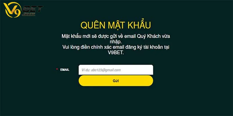 Thao tác lấy lại mật khẩu đăng nhập V9bet